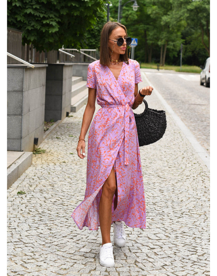 Tzahalit™ | Stylish V-Neck Floral Dress