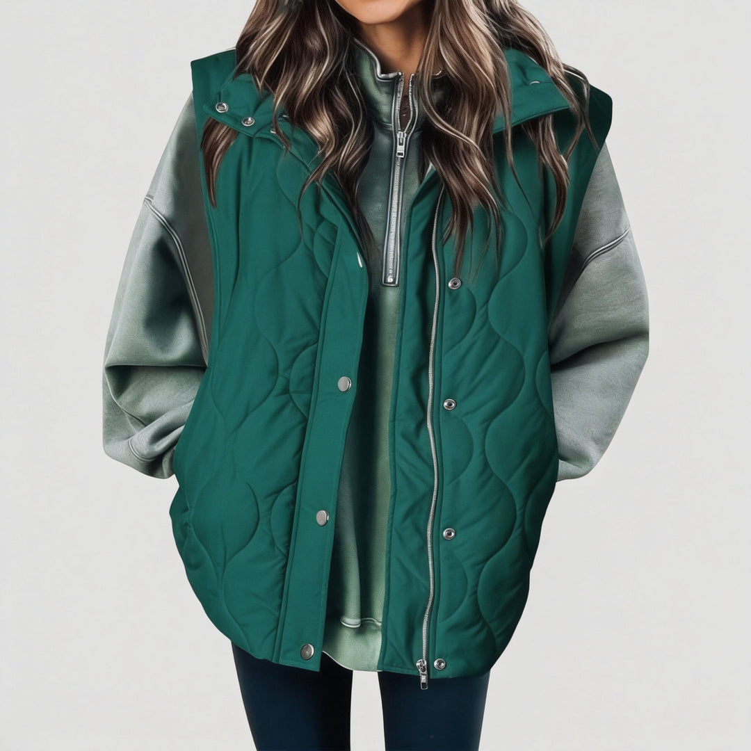 Abby | Quilted Puffer Vest (zip-up, snap button)
