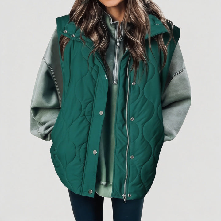 Abby | Quilted Puffer Vest (zip-up, snap button)