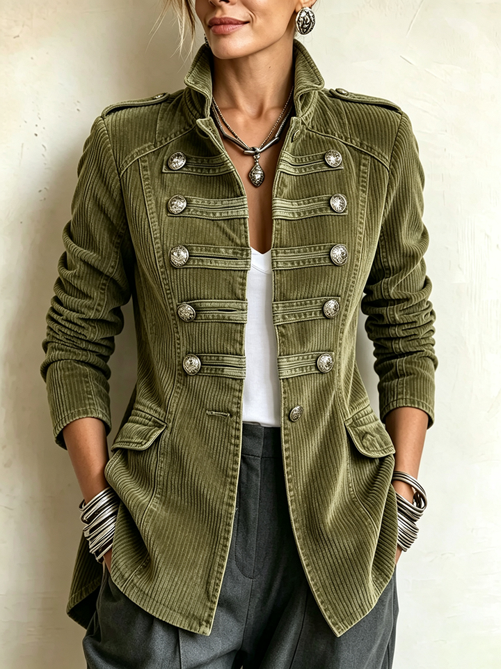 Ariana | Classic Olive Military Corduroy Jacket