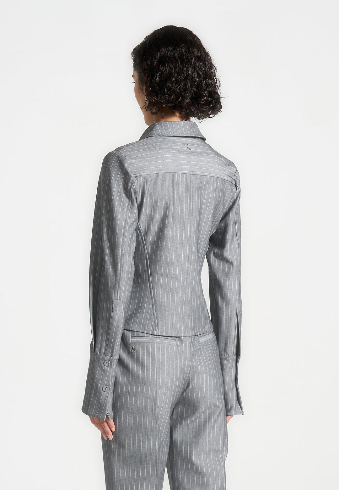 Sonia - Pinstripe Angled Shirt - Grey
