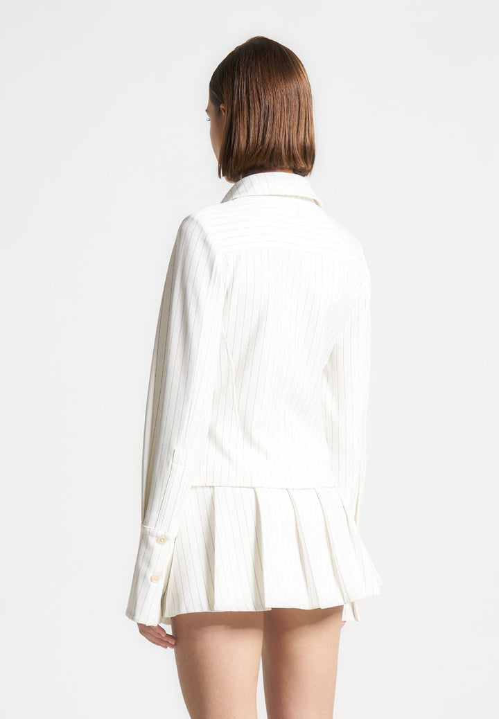 Sonia - Pinstripe Angled Shirt - White