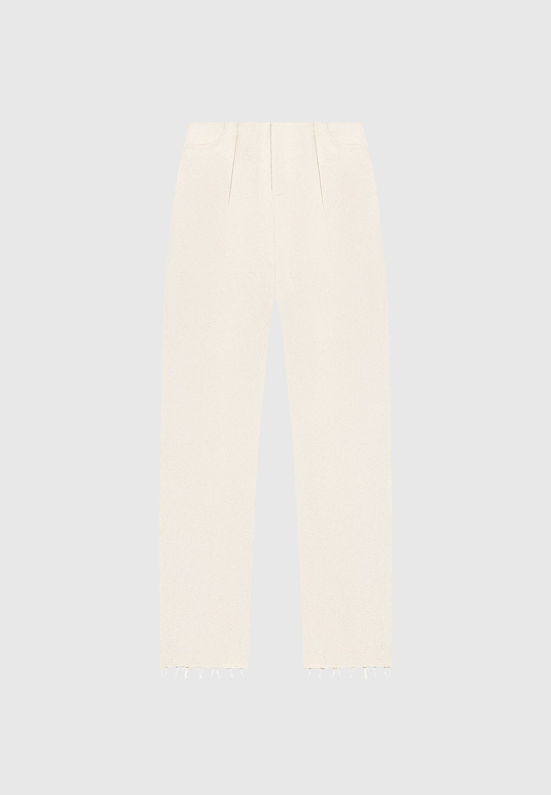 Pleated Mid Rise Straight Leg Jeans - Cream