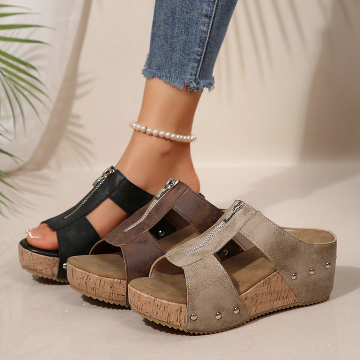 Lily | Comfortable Wedge Sandals With Zip Closure