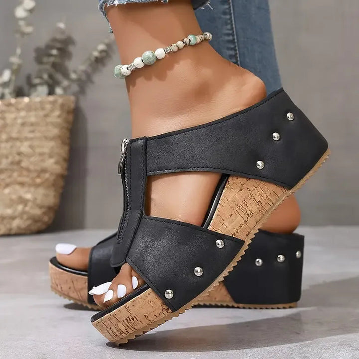 Lily | Comfortable Wedge Sandals With Zip Closure