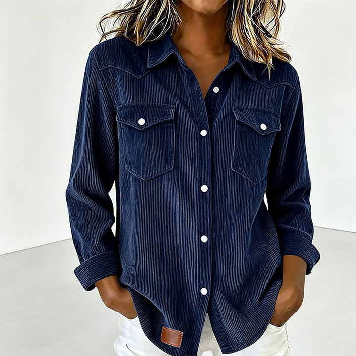 Rosie | Ribbed Knit Button-Front Top with Flap Pockets