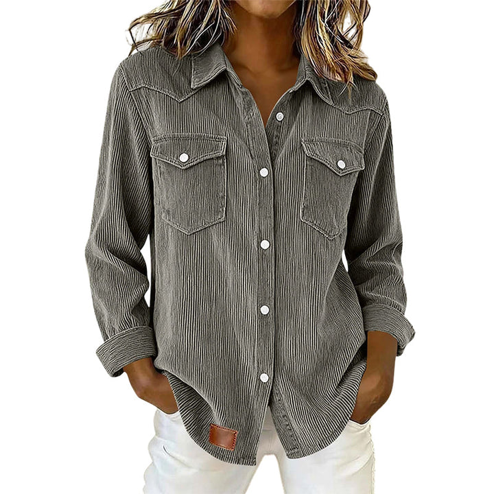 Rosie | Ribbed Knit Button-Front Top with Flap Pockets