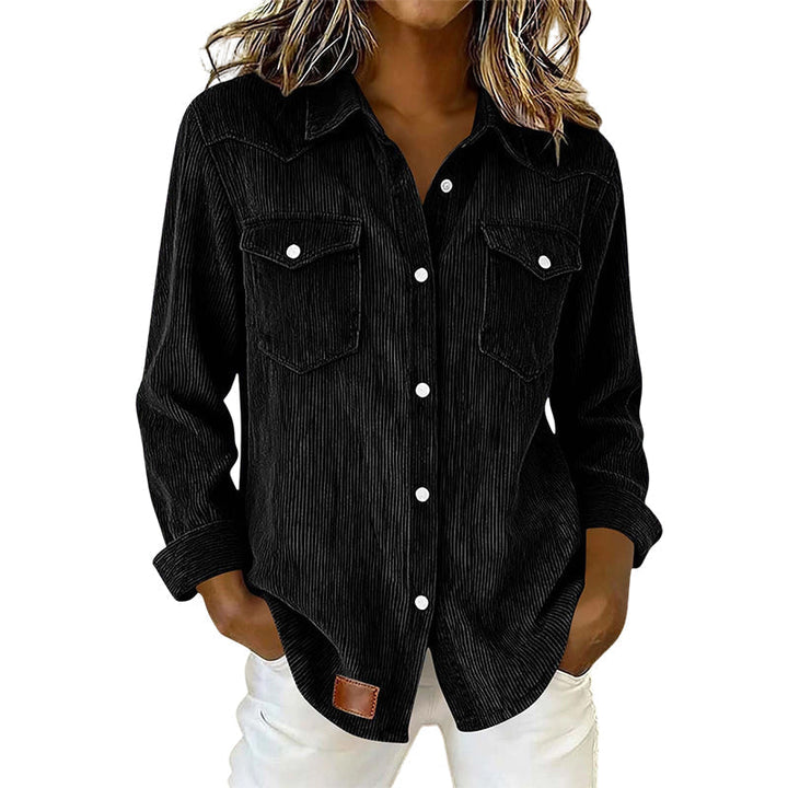 Rosie | Ribbed Knit Button-Front Top with Flap Pockets