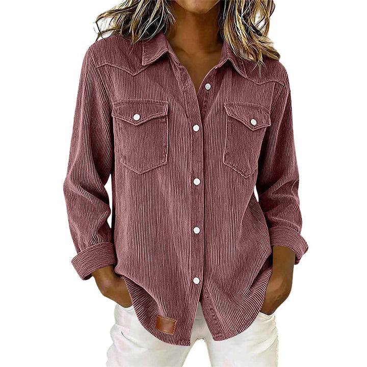 Rosie | Ribbed Knit Button-Front Top with Flap Pockets