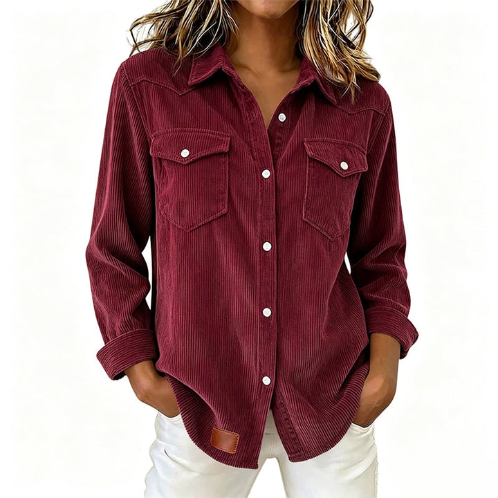 Rosie | Ribbed Knit Button-Front Top with Flap Pockets