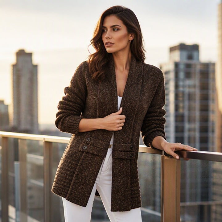 Carmel | Double-Breasted Knit Cardigan Button-Up Sweater