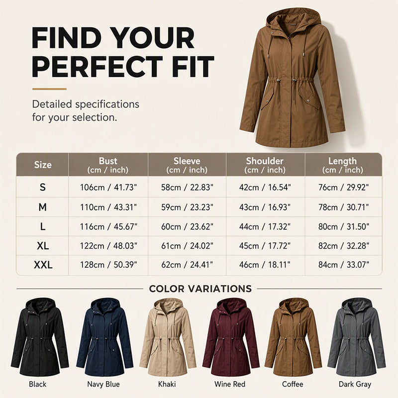 Amy | Water Resistant Hooded Rain Jacket
