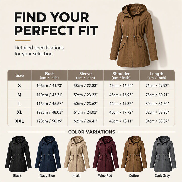 Amy | Water Resistant Hooded Rain Jacket