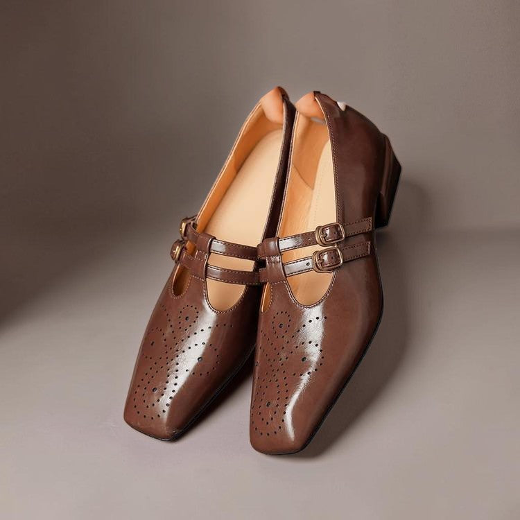 Estella | Brogued Dual-Strap Mary Jane Pumps