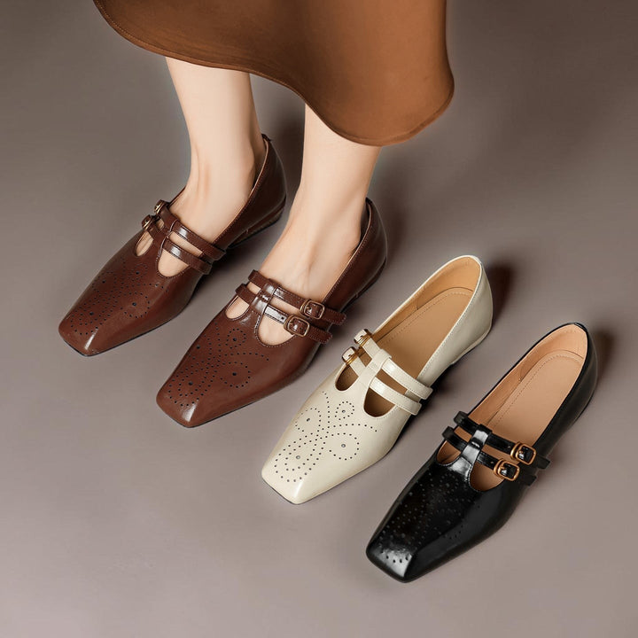 Estella | Brogued Dual-Strap Mary Jane Pumps