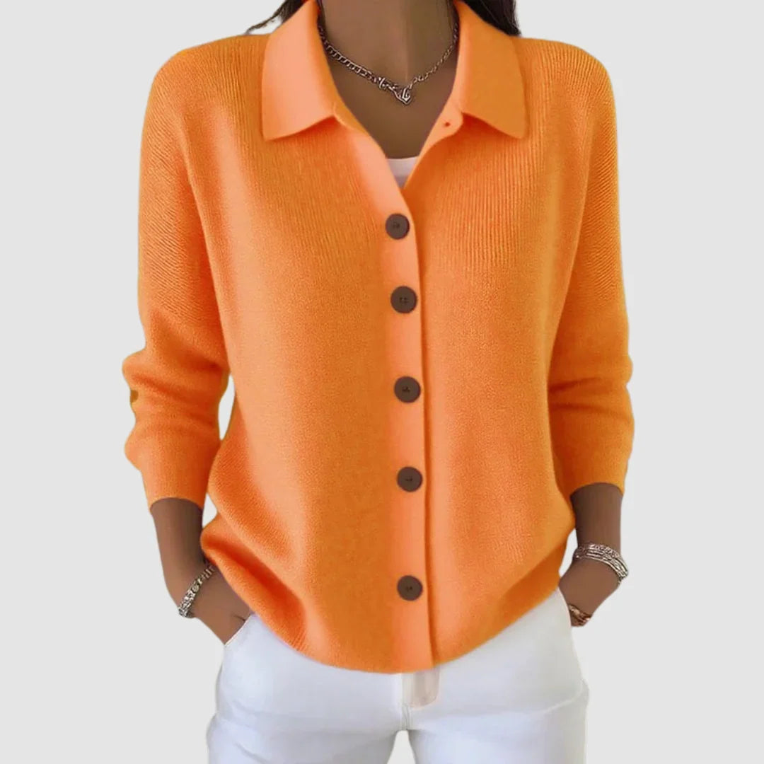 Margaret | Collared Button-Front Knit Cardigan