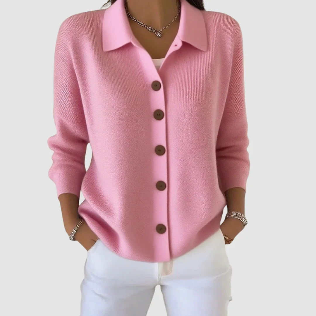 Margaret | Collared Button-Front Knit Cardigan