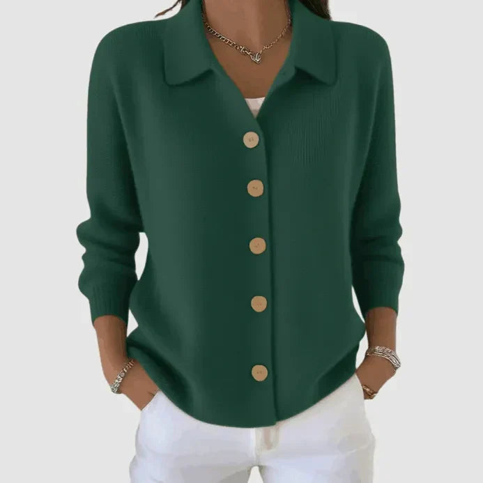 Margaret | Collared Button-Front Knit Cardigan