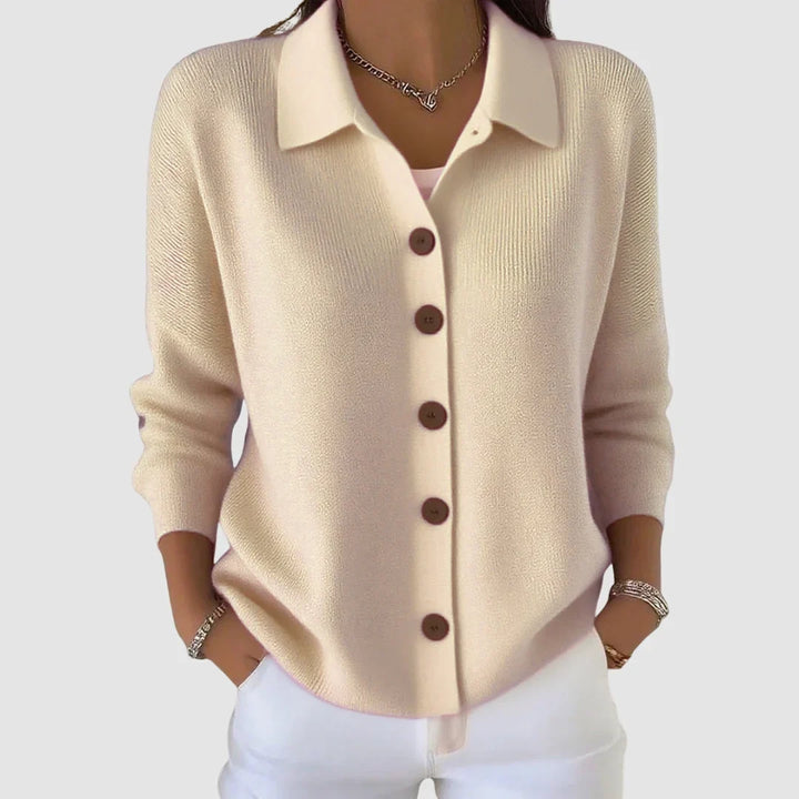 Margaret | Collared Button-Front Knit Cardigan