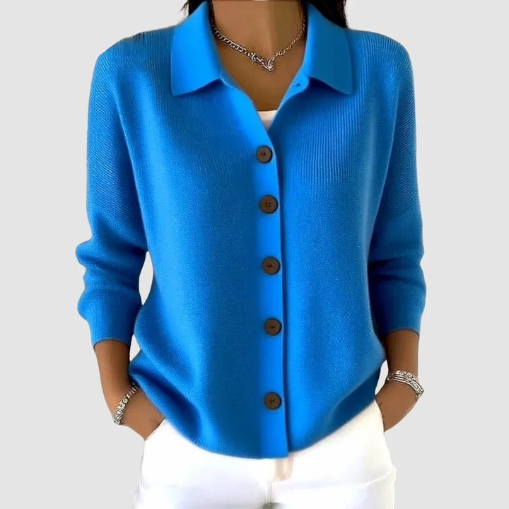 Margaret | Collared Button-Front Knit Cardigan