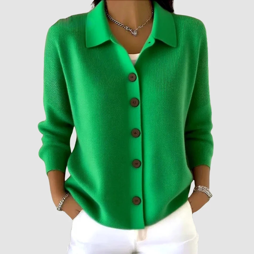 Margaret | Collared Button-Front Knit Cardigan