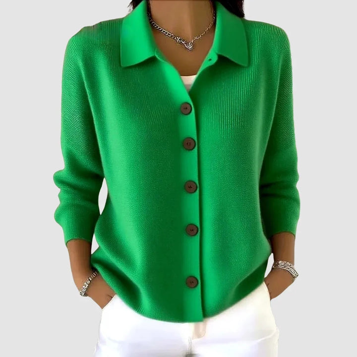 Margaret | Collared Button-Front Knit Cardigan